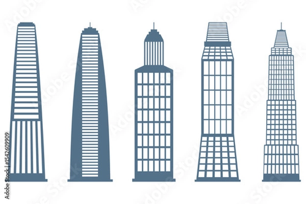 Fototapeta Skyscraper Building Icon Set Design