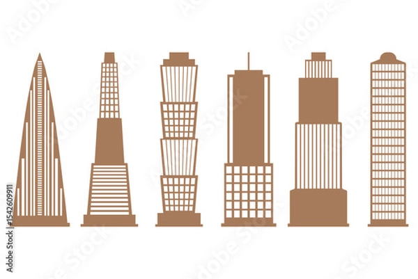 Fototapeta Skyscraper Building Icon Set Design