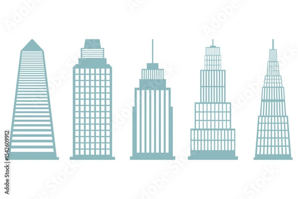 Fototapeta Skyscraper Building Icon Set Design