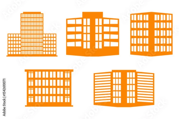 Fototapeta Hotel Building Silhouette Icon Set