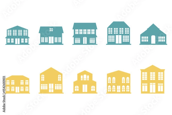 Fototapeta House Building Icon Set Design