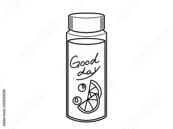 Fototapeta かわいいマイボトル（Goodday）シンプル線画