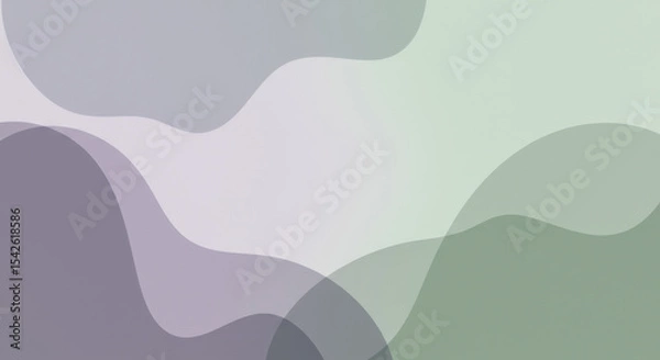Fototapeta A minimalist arrangement of fluid organic shapes in trendy cool tones like glacier gray, lavender fog, and sage green. 