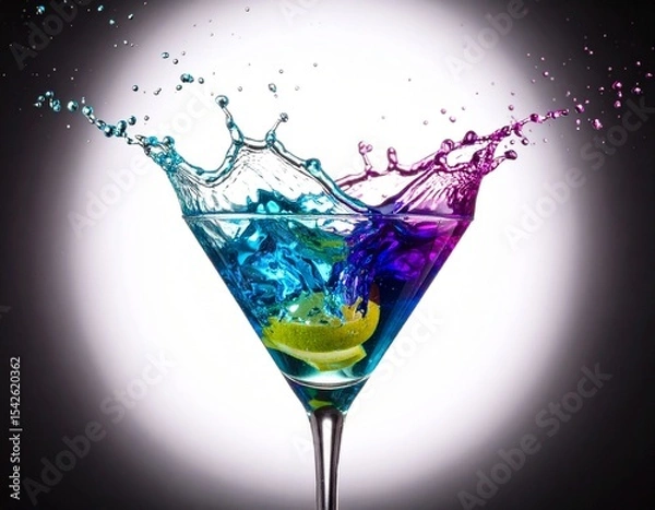 Obraz cocktail with splash of cocktail on white background