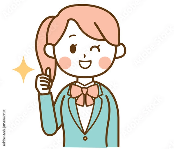 Fototapeta いいねをしているブレザー制服の学生の女の子のイラスト素材