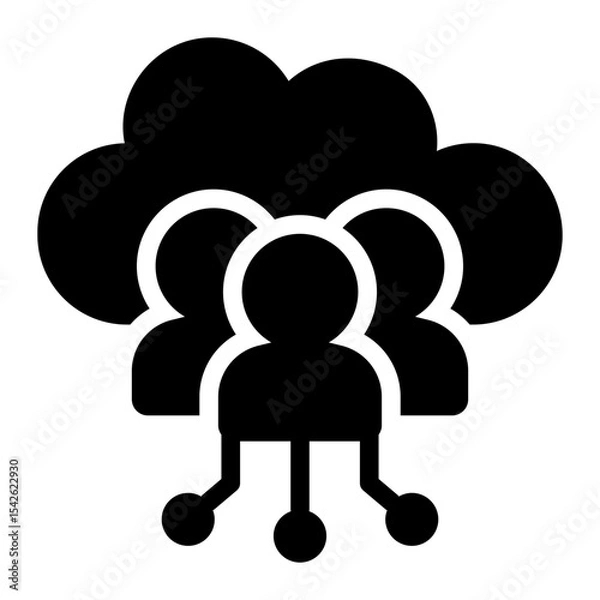 Obraz cloud glyph icon with multiple user accounts