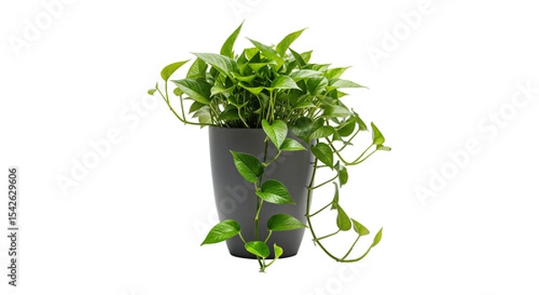 Fototapeta Golden Pothos Vine in Cube Pot PNG – Trailing Indoor Epipremnum Aureum Houseplant