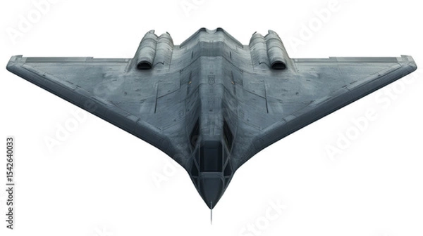 Fototapeta Futuristic stealth bomber, flying wing design, Transparent background, PNG file