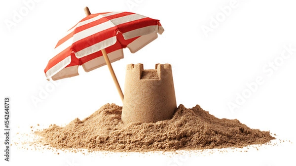 Fototapeta sandcastle on the beach on white background 