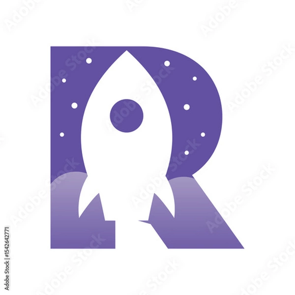 Fototapeta Rocket logo for tech app or flight symbol, logo design inspirations