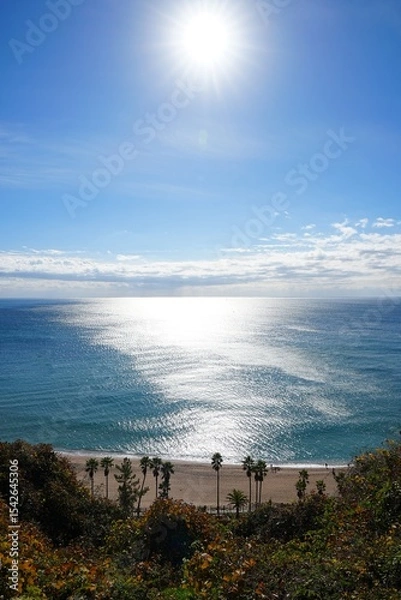 Obraz beautiful seascape with seaside walkway and sparkling sea