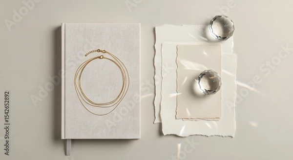 Obraz Elegance and Simplicity A Minimalist Stationary Set Composition with a Notebook Papers and Stylish Accessories AI Generated