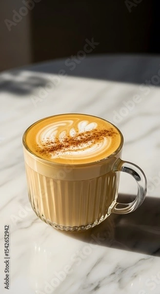 Obraz Warm Golden Milk Latte Aromatic Spices a Delicious and Healthy Beverage An AI Enhanced Image of Cozy Comfort
