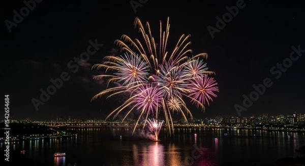 Obraz Danang Intl Fireworks Festival Vietnam Colorful fireworks over the Han river