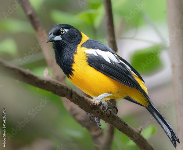 Obraz Venezuelan troupial in the tropical  rainforest, closeup