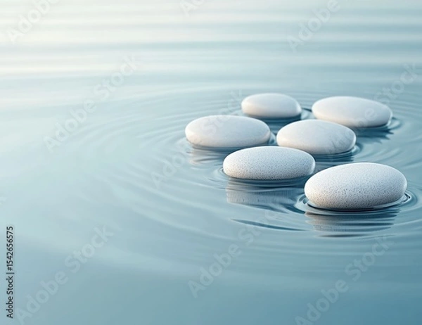 Fototapeta Smooth white stones float gently on rippling water