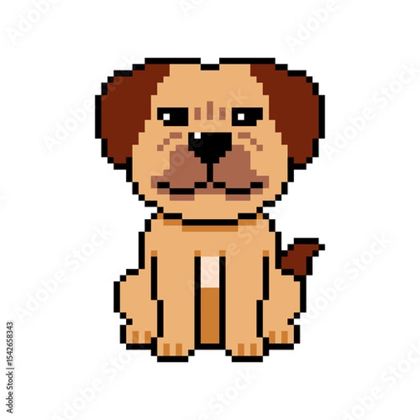 Obraz Pixel art a dog vector in retro style