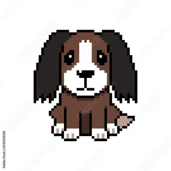 Obraz Pixel art cute dog vector in retro style