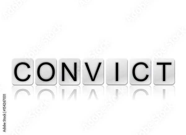 Fototapeta Convict Concept Tiled Word Isolated on White