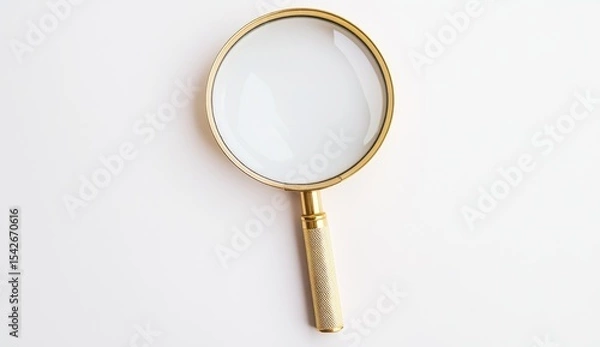 Fototapeta Gold magnifying glass on white background (6)