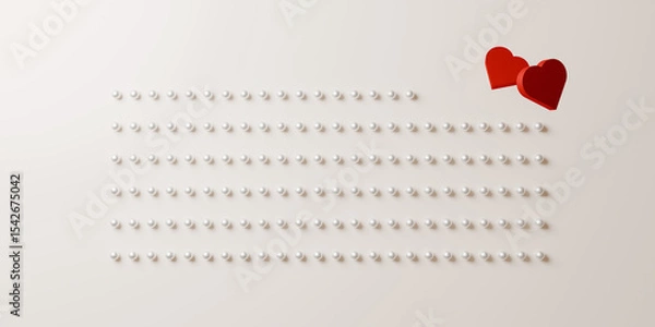 Fototapeta Perfect Pearls Form An Arrow Of Love on White Background