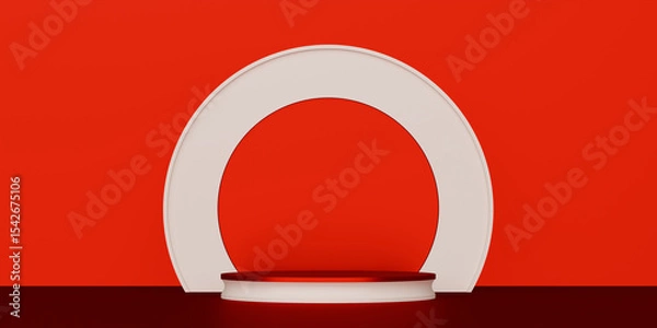 Fototapeta Elegant White Arch Frames Red Stage for products