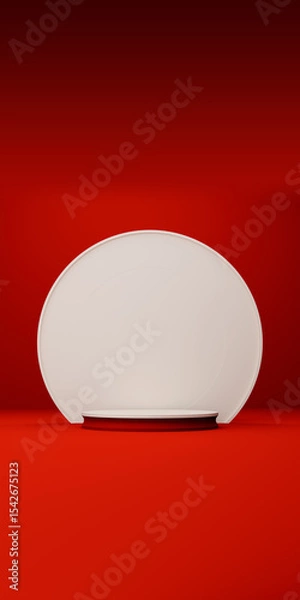 Fototapeta Elegant Podium Stands Out Against Red Background. Vertical view