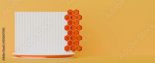 Fototapeta Abstract Platform Displays Hexagonal Orange Design