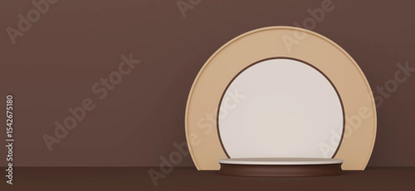 Fototapeta Minimalist Podium Presents Empty Stage Design. Mocha Mousse color