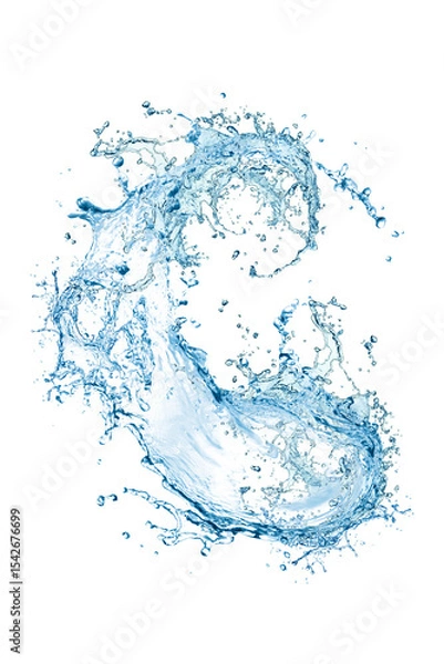 Fototapeta water splash isolated on white background,Water splashes and drops isolated on transparent background. Abstract background with blue water wave,png