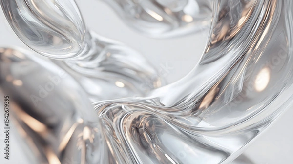 Fototapeta LLuxury Abstract Swirls of Glasslike Fluid with Warm Highlights