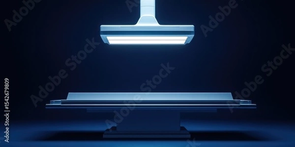 Fototapeta Medical examination table with overhead light