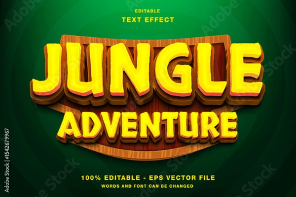 Obraz Jungle Adventure 3D Editable Text Effect Template Premium Vector