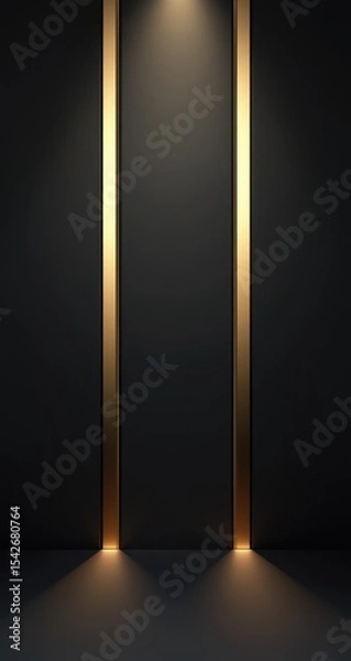 Fototapeta Dark backdrop with gold accents and spotlight
