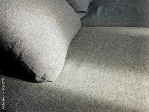 Fototapeta Close-Up of Gray Couch and Cushions