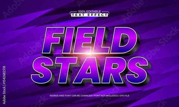 Fototapeta field stars editable text effect with a sport and team text style