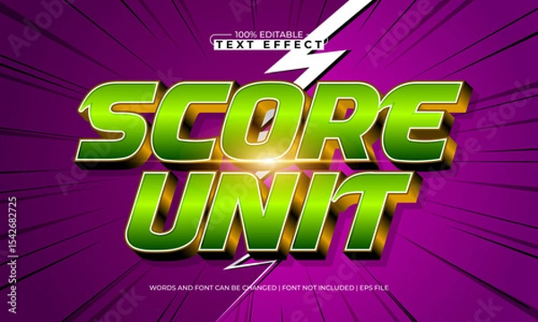 Fototapeta score unit editable text effect with a sport and team text style