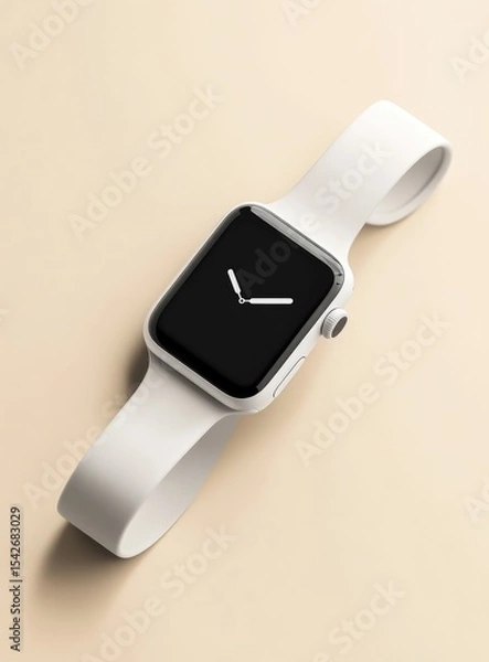 Fototapeta Sleek white smart watch, minimal design (1)