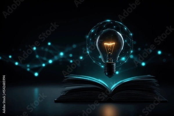 Fototapeta Illuminated book with glowing lightbulb