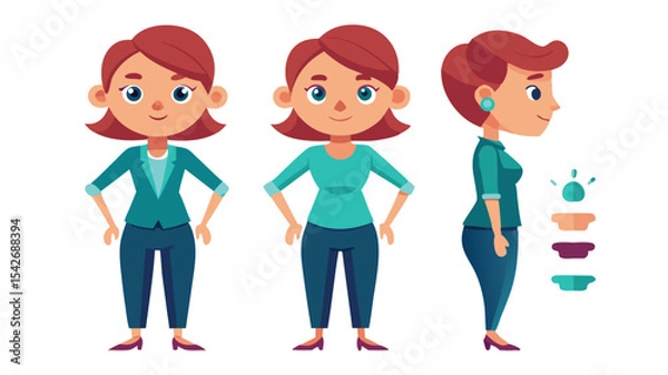 Fototapeta casual business woman character constructor vector icon illustration