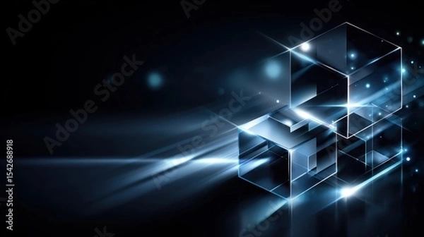 Fototapeta Abstract digital art featuring glowing cubes