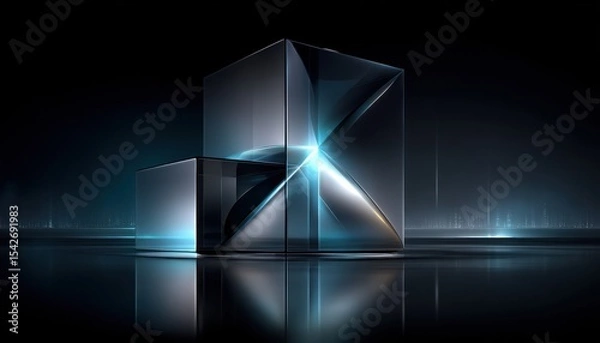 Fototapeta Abstract geometric shapes with light reflections