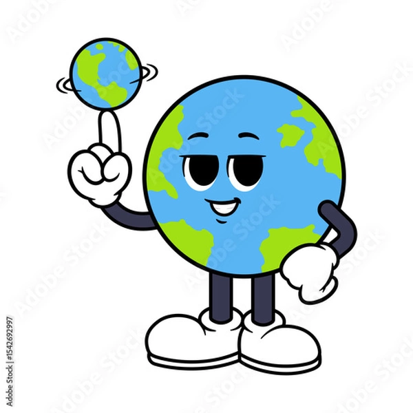 Obraz Vector Globe Spinning Globe on Finger