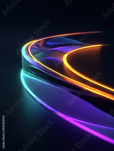 Fototapeta Abstract glowing curves on dark background