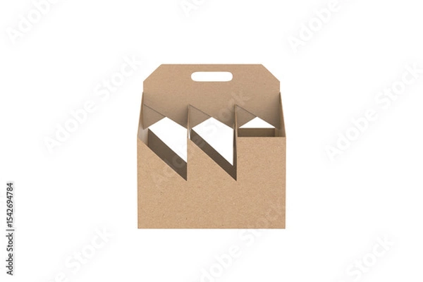 Obraz Packaging Supplies Paper Box, Corrugated Paper Box for six pack. 3d illustration