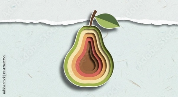 Obraz Minimalist layered paper art illustration of a pear on a pastel background