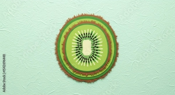 Obraz Close up view of a fresh sliced kiwi fruit showing detailed texture and seeds