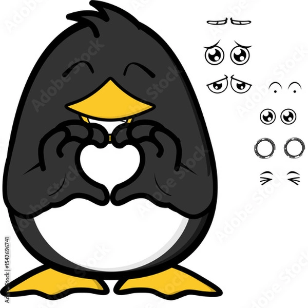 Fototapeta penguin character cartoon expressions pack collection in vector art