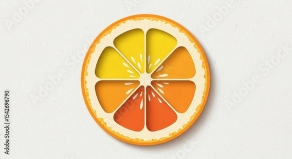 Obraz Colorful citrus fruit slice graphic with vibrant orange yellow and red shades in paper cut style