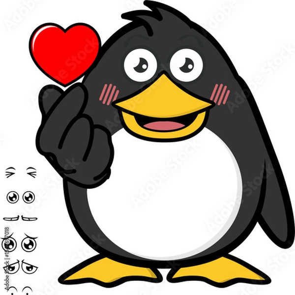 Fototapeta penguin character cartoon expressions pack collection in vector art